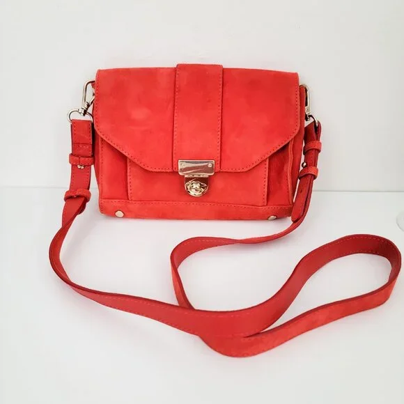 Sezane Bags Sezane Mini Tiger Crossbody Bag In Coral Suede